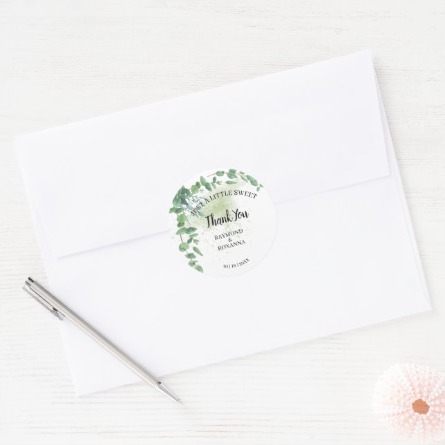 Sticker Rond Juste un peu douxTraiter Mariage EucalyptusFavoris (Enveloppe)