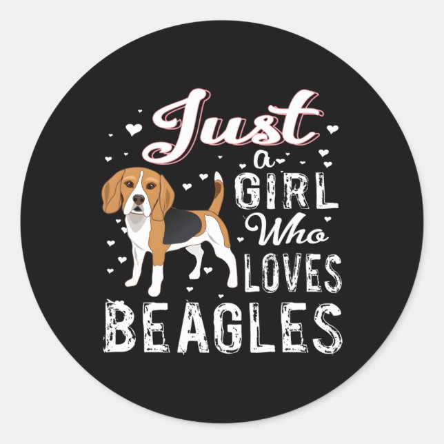 Sticker Rond Juste un qui aime les Beagles (Devant)