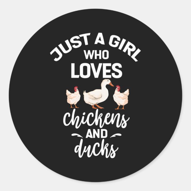 Sticker Rond Juste Un Qui Aime Les Canards De Poulet Pour Les A (Devant)