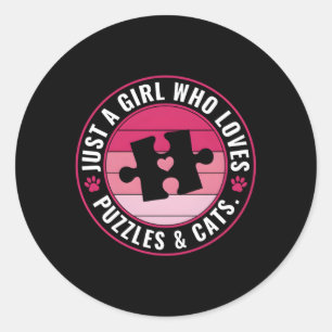 Sticker Rond Juste Un Qui Aime Puzzle Et Cats Puzzle