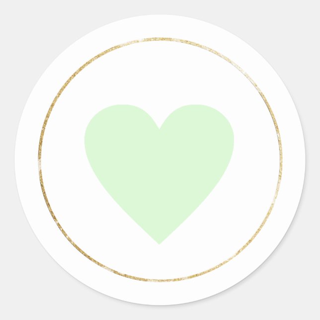 Sticker Rond Juste un simple petit Coeur vert d'amour minimalis (Devant)