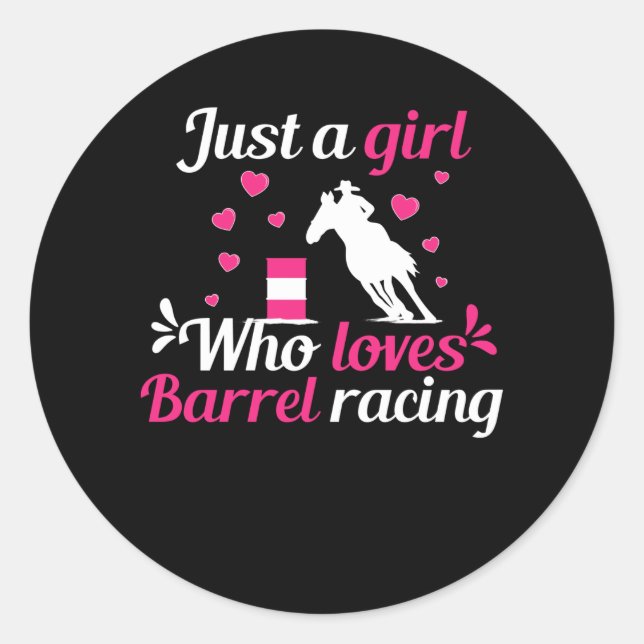 Sticker Rond Juste une fille qui aime Barrel Racing (Devant)