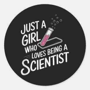 Sticker Rond Juste Une Fille Qui Aime Être Scientifique Mignonn