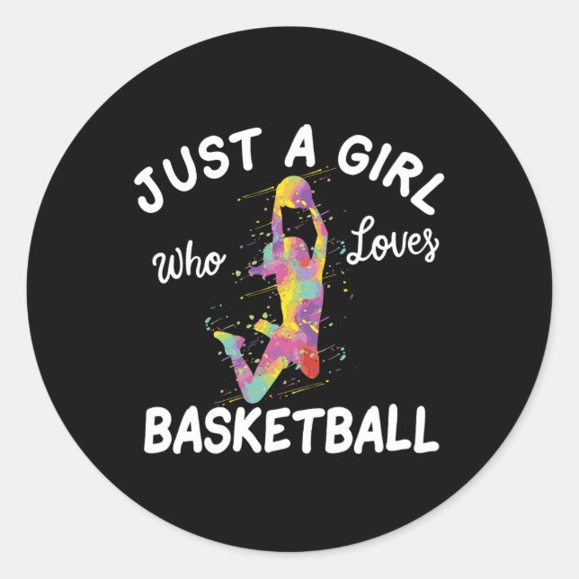 Sticker Rond Juste Une Fille Qui Aime La Fille De Basket (Devant)