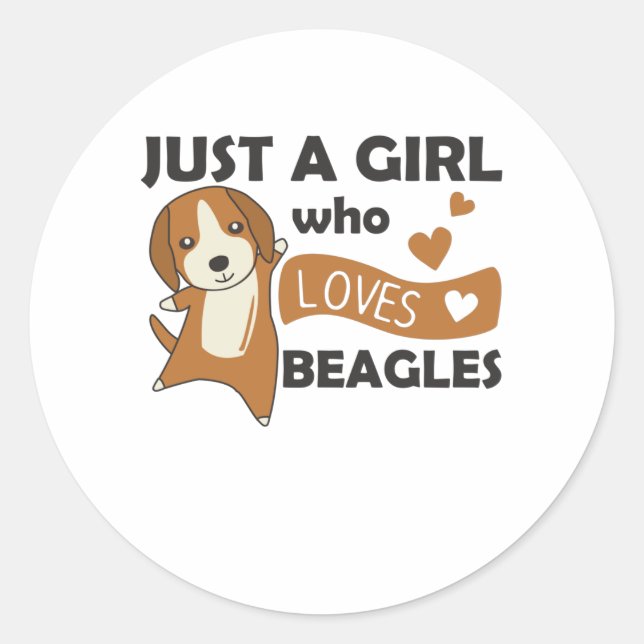 Sticker Rond Juste une fille qui aime le Beagle - Doux chien Be (Devant)