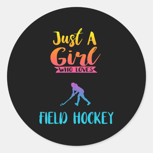 Sticker Rond Juste Une Fille Qui Aime Le Hockey De Champ G (Devant)