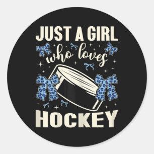 Sticker Rond Juste Une Fille Qui Aime Le Hockey Impression Léop