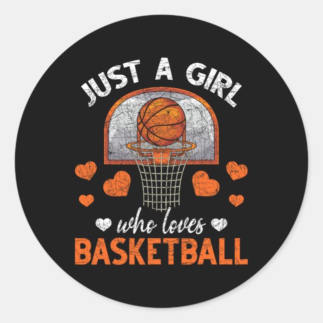 Sticker Rond Juste Une Fille Qui Aime Le Joueur De Basketball F (Devant)