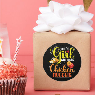 Sticker Rond Juste Une Fille Qui Aime Le Poulet Nuggets Girl Ca
