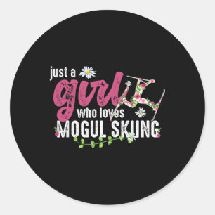 Sticker Rond Juste Une Fille Qui Aime Le Ski Mogul - Skier Mogu