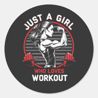 Sticker Rond Juste une fille qui aime l'entraînement T-shirt gy