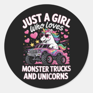 Sticker Rond Juste Une Fille Qui Aime Les Camions Monster Et Le