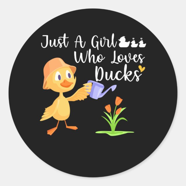 Sticker Rond Juste une fille qui aime les canards mignon propri (Devant)