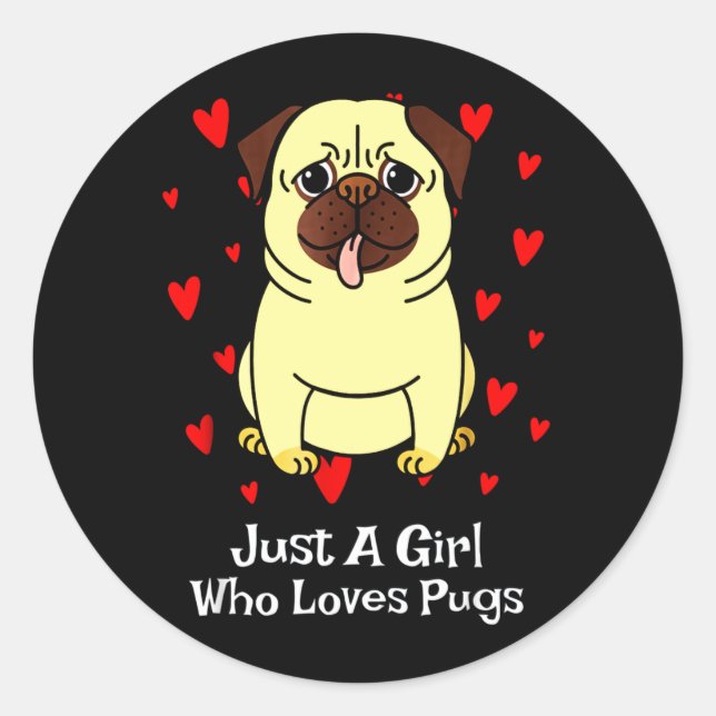 Sticker Rond Juste une fille qui aime les Carlins (Devant)