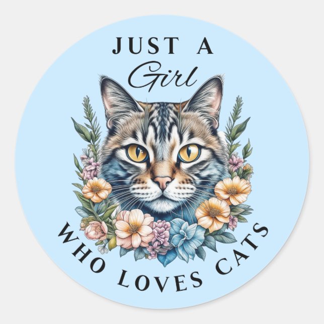 Sticker Rond Juste une fille qui aime les chats (Devant)
