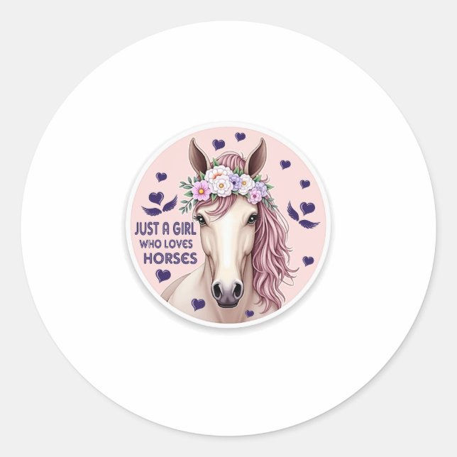Sticker Rond Juste une fille qui aime les chevaux (2) (Devant)