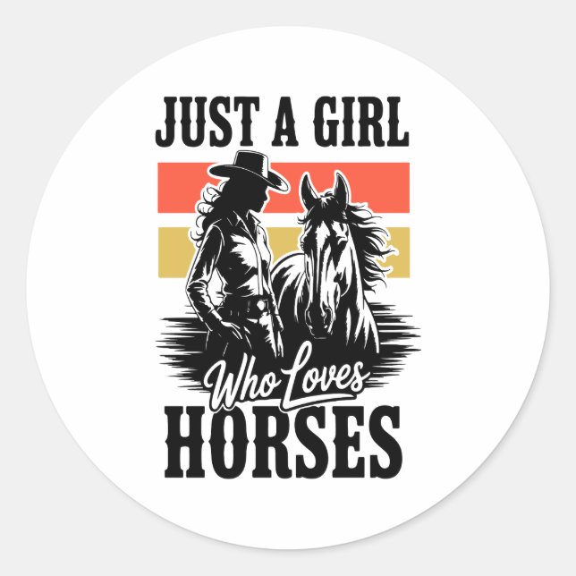 Sticker Rond Juste une fille qui aime les chevaux (3) (Devant)