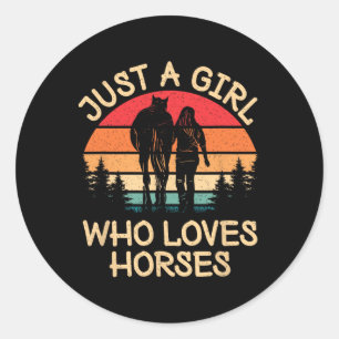 Sticker Rond Juste Une Fille Qui Aime Les Chevaux Cheval Équita