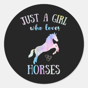 Sticker Rond Juste Une Fille Qui Aime Les Chevaux Cheval Équita