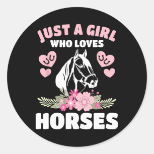 Sticker Rond Juste Une Fille Qui Aime Les Chevaux Équitation Éq