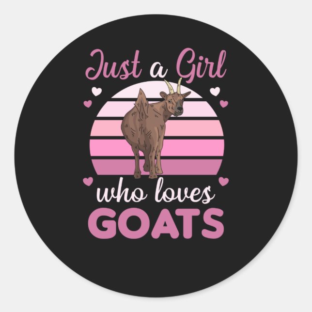 Sticker Rond Juste Une Fille Qui Aime Les Chèvres Mignons Anima (Devant)