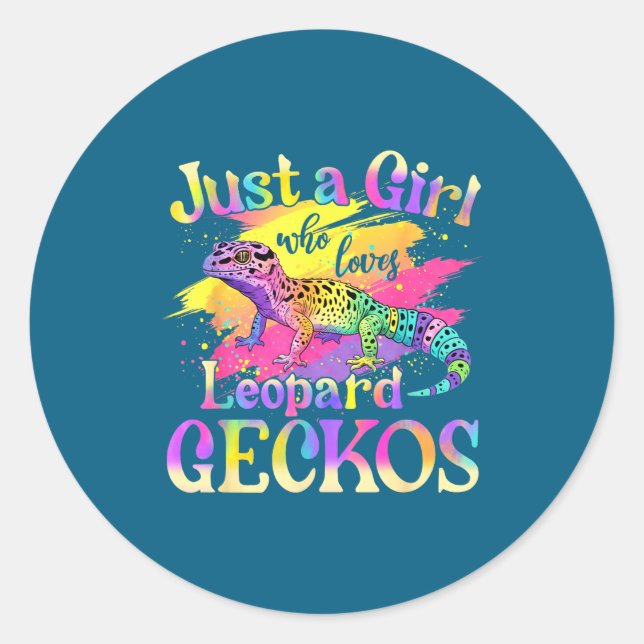 Sticker Rond Juste Une Fille Qui Aime Les Geckos Léopard  (Devant)