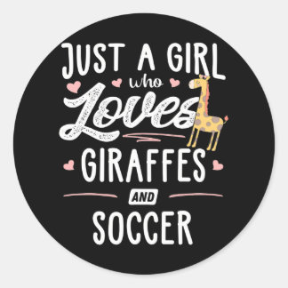 Sticker Rond Juste Une Fille Qui Aime Les Girafes Et La Girafe 