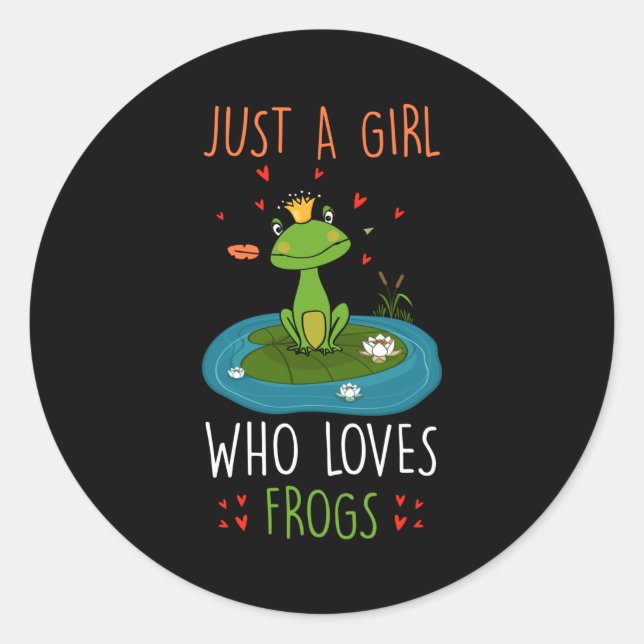 Sticker Rond Juste une fille qui aime les grenouilles (Devant)