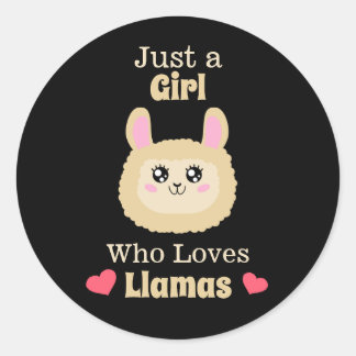 Sticker Rond Juste une fille qui aime les lamas