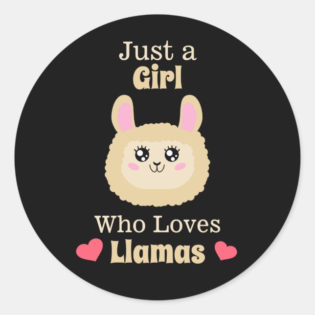 Sticker Rond Juste une fille qui aime les lamas (Devant)