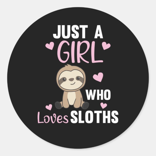 Sticker Rond Juste une fille qui aime les mignons animaux de Sl (Devant)
