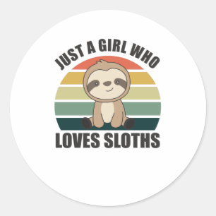 Sticker Rond Juste une fille qui aime les mignons animaux de Sl