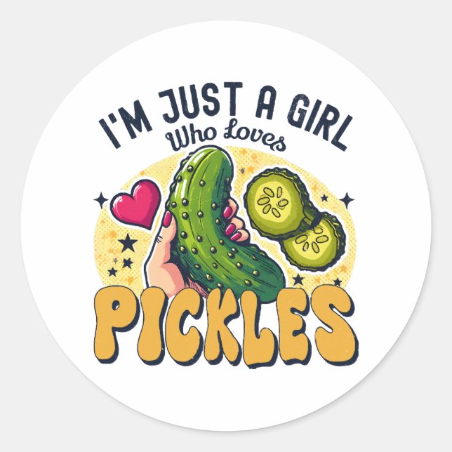 Sticker Rond Juste Une Fille Qui Aime Les Pickles - Végétan Drô (Devant)