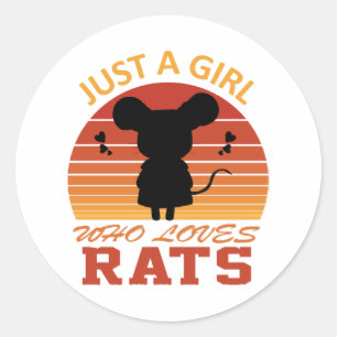 Sticker Rond Juste une fille qui aime les rats