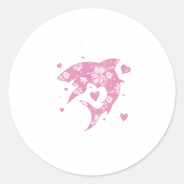Sticker Rond Juste Une Fille Qui Aime Les Requins Femmes Amateu (Devant)
