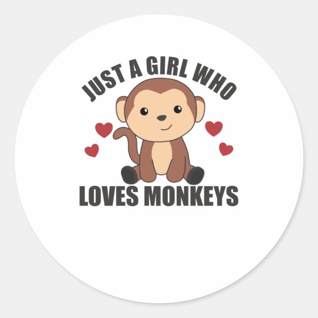 Sticker Rond Juste une fille qui aime les singes - Singe doux (Devant)