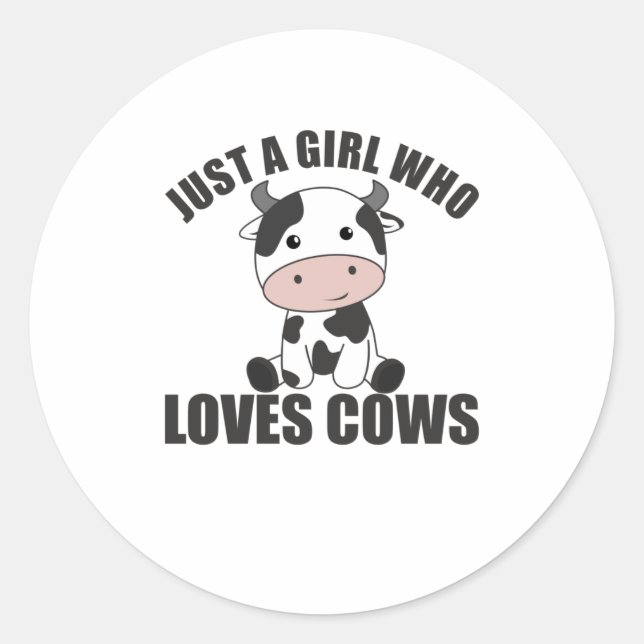 Sticker Rond Juste Une Fille Qui Aime Les Vaches Cute Cow Farm (Devant)