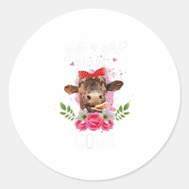 Sticker Rond Juste une fille qui aime les vaches éleveur (Devant)