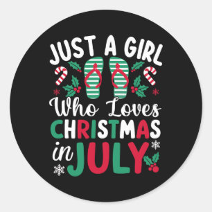 Sticker Rond Juste Une Fille Qui Aime Noël En Juillet Bea Été