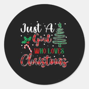 Sticker Rond Juste Une Fille Qui Aime Noël Fantastique Noël Fan