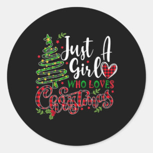 Sticker Rond Juste une fille qui aime Noël un cadeau pour XMAS