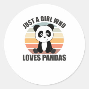 Sticker Rond Juste une fille qui aime Pandas mignonne Panda Vin