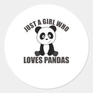 Sticker Rond Juste Une Fille Qui Aime Pandas Mignonnes Animaux