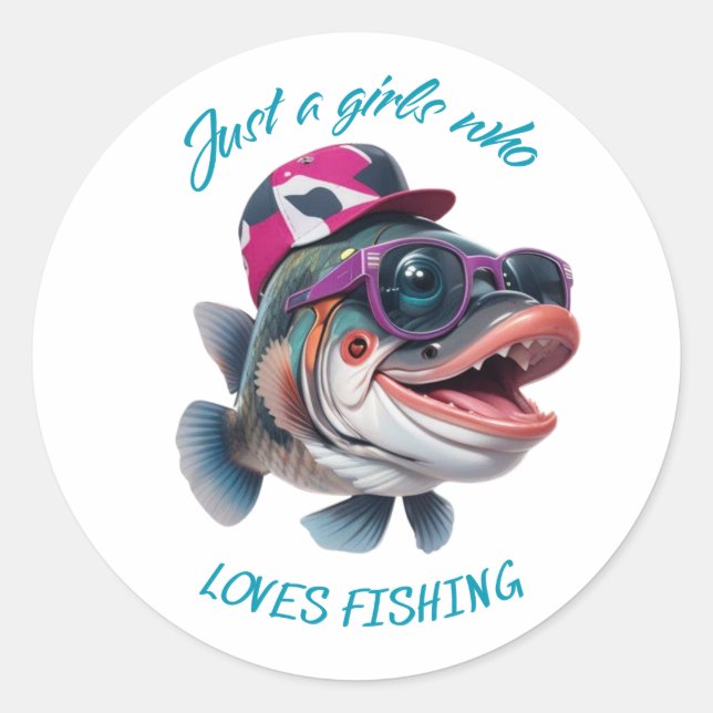 Sticker Rond juste une fille qui aime pêcher (Devant)