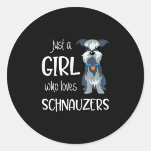 Sticker Rond juste une fille qui aime schnauzers chien _ schnau