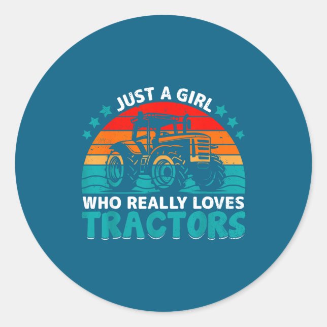 Sticker Rond Juste une fille qui aime vraiment les tracteurs de (Devant)