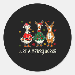 Sticker Rond Juste une jolie oie drôle Joyeux Goosemas Chris