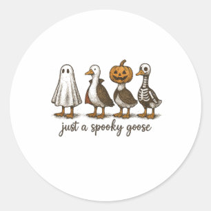 Sticker Rond Juste Une Oie Éffrayante Halloween Fantôme Canard