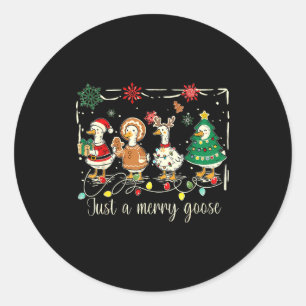 Sticker Rond Juste une oie joyeuse drôle d'oie sainte Noël