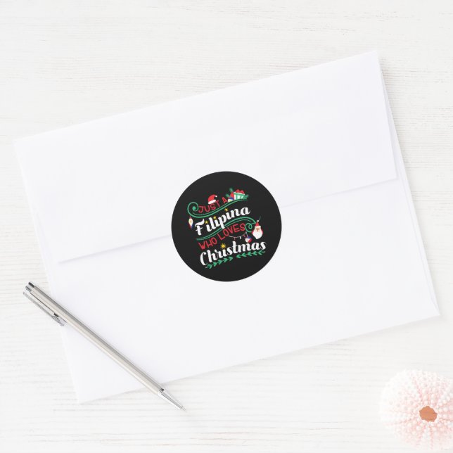 Sticker Rond Juste une Philippine qui aime Noël (Enveloppe)